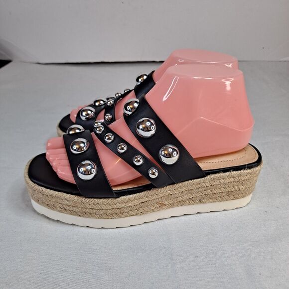 C Comfort est. 1946 Espadrilles Womens 7M Studded Platform White Faux Leather - Picture 2 of 10